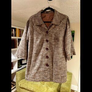 Ambition L Swing Tweed Coat w large brown buttons